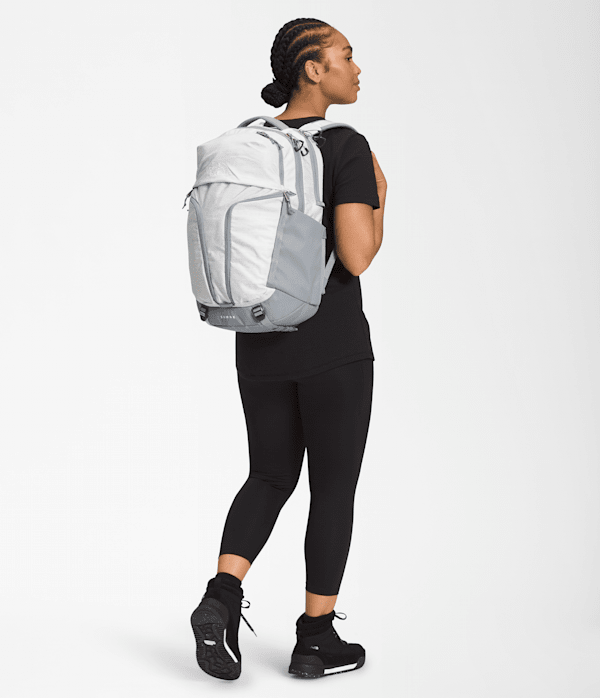 Womens Surge Backpack  31L TNF TNF White Metallic MelangeMid Grey MODELBACK