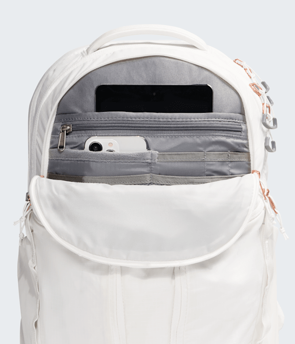 Womens Surge Luxe Backpack  31L TNF White DuneBurnt Coral Metallic DETAIL1