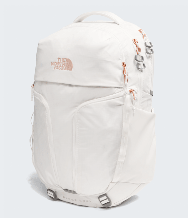 Womens Surge Luxe Backpack  31L TNF White DuneBurnt Coral Metallic FRONT34