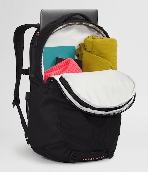 Womens Surge Luxe Backpack  31L TNF TNF BlackBurnt Coral INT