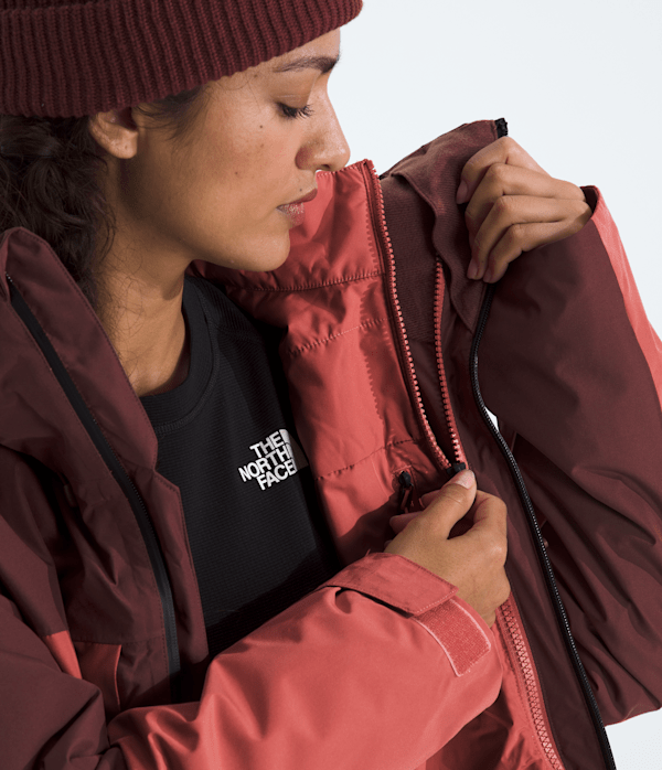 Womens THERMOBALL Snow Triclimate Jacket TNF SumacMars Dust MODELCLOSE3