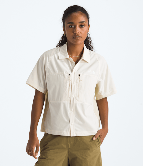 Womens Trail LIGHTRANGE ShortSleeve Shirt TNF White DuneDesert Stone Main