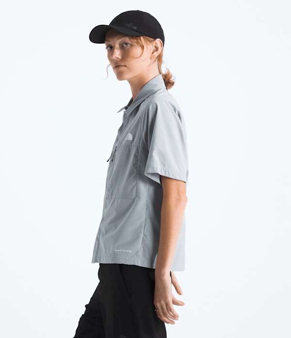 Womens Trail LIGHTRANGE ShortSleeve Shirt TNF Frost Grey MODEL34